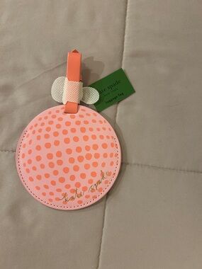 NWT Kate Spade New York Pink & Coral Polka Dot Luggage Tag Golf Ball Design